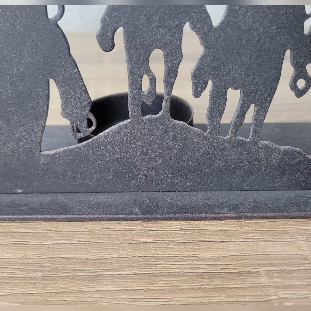 Rustic Cowboy Silhouette Tealight Holder - Black - Picture 13 of 14